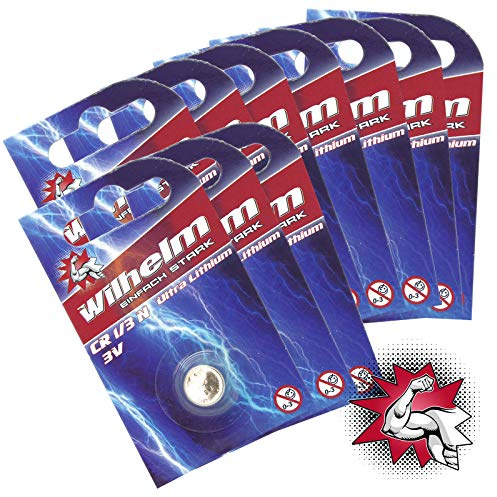 10 x WILHELM Batterie 1/3N 3V Photo Lithium CR1/3N DL1/3N Blister