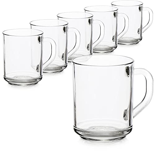 com-four® 6x Teeglas - Trinkgläser mit Henkel für Tee und Kaffee - Ideal für Heißgetränke, Kakao, Latte Macchiato und Cappuccino (06 Stück - 240ml)
