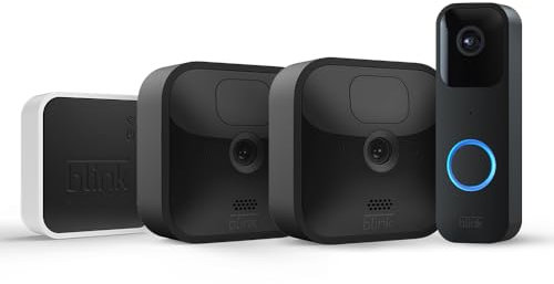 Blink Outdoor with two-year battery life | 2-Camera System (Black) + Blink Video Doorbell (Black) | HD Smart Security camera with motion detection, and Alexa enabled