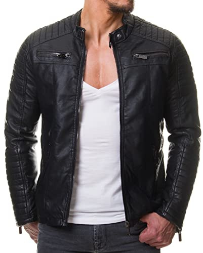 DECIMAL Men's Black REAL Lambskin Leather Biker Jacket VINTAGE GENUINE MOTORCYCLE JACKETS FOR MEN (US, Alpha, Small, Regular, Regular, B59 BLACK)