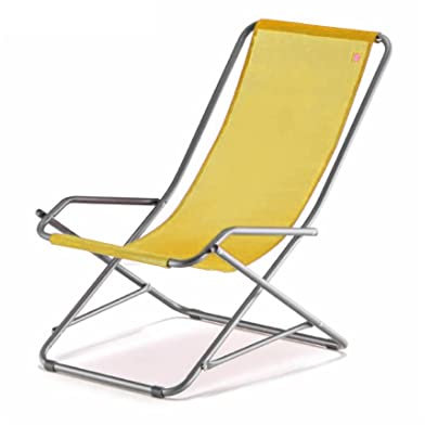 Fiam Dondolina Art. 023TXSE Liegestuhl aus Aluminium, Polsterung aus Textilene, Farbe Curry Gelb, 63x79 h. 96.5