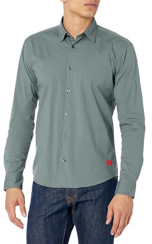 HUGO Slim Fit Long Sleeve Button Up Shirt with Kent Collar Balsam Green