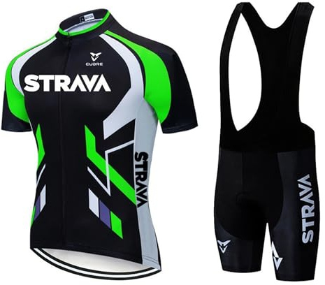 Petorenk Herr Cykelkläder Set - Herr Sommarcykeldräkt för MTB-cyklar med 9D Vadderad Shorts PAD Gel Andas och Snabbtorkande, Grön, XL