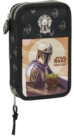 THE MANDALORIAN THIS THE WAY - Trousse scolaire pour enfant, avec 28 outils inclus, idéale pour les enfants de 5 à 14 ans, polyvalente, qualité et résistance, 12,5 x 4 x 19,5 cm, couleur noire, Noir ,