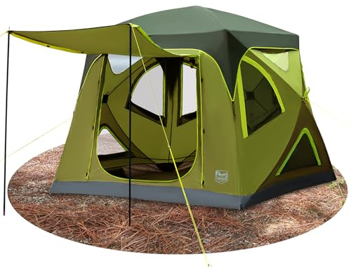 Timber Ridge 4 Person Instant Pop Up Hub Tent, Easy 60 Second Setup, Weather Resistant Camping Family Cabin Tent with Rain Fly and Carry Bag for Camping Hiking Outdoor Travel