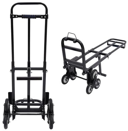 ACROSSPART Diable d'escalier pliable en acier - Chariot de transport pour escaliers - Chariot de courses avec 6 roues - Chariot de transport réglable pour entrepôts et aéroports - 210 kg, IT5WDYB8