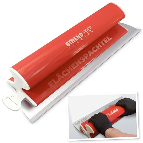 STREND PRO Espátula para superficies de 40 cm Premium con mango Z | Profi Juego de espátulas para cartón yeso, estucadores | Anillo de acero inoxidable antioxidante 0,3 mm | Espátula alisadora, para
