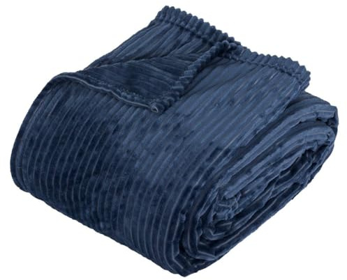 Atmosphera - Arum Manta de Franela Acanalada Azul Tinta 240x220cm