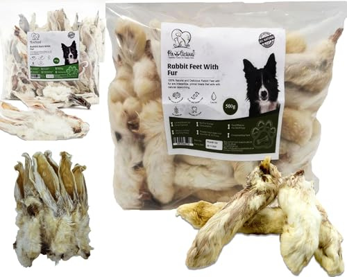 Combo X2 Packs, 1kg Rabbit Feet and 1kg Rabbit Ears with Fur for Dog,100% Natural Air-Dried Dog Chew, Grain & Gluten Free Pet Treats for Puppy,Adult & Seniors,Healthy & Hypoallergenic Dog Snacks Food