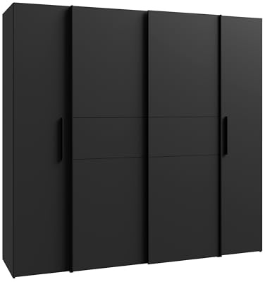 AVANTI TRENDSTORE - Flavi - Armadio in legno laminato nel colore antracite con 2 ante battente e 2 scorrevoli, all'interno ripiani e appendiabiti. Dimensioni LAP 200,1x190,5x61,6 cm.