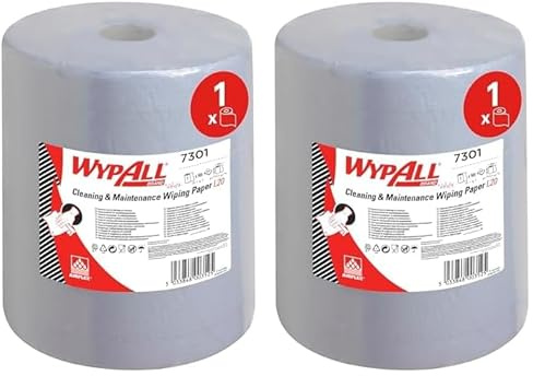 WypAll L20 Cleaning and Maintenance Wiping Paper 7301 - Extra Wide - 1 Blue Wiper Roll x 500 Paper Wipers (500 Total) (Pack of 2)