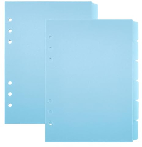 PH PandaHall Separadores de carpeta de índice, 6 hojas A5, 6 agujeros, separadores de plástico azul, separadores de carpetas con pestañas para planificador, carpetas de hojas sueltas, oficina, escuela