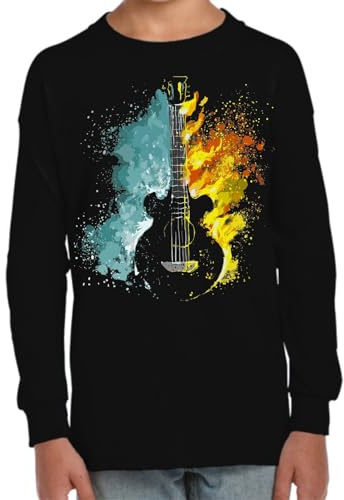 the Fan Tee Camiseta Infantil Manga Larga de Niño Niña Musica Rock Rockeando en Tela Punk, Alternativo, Guitarra Eléctrica, La Batería, El Bajo, Metal 021 10 años