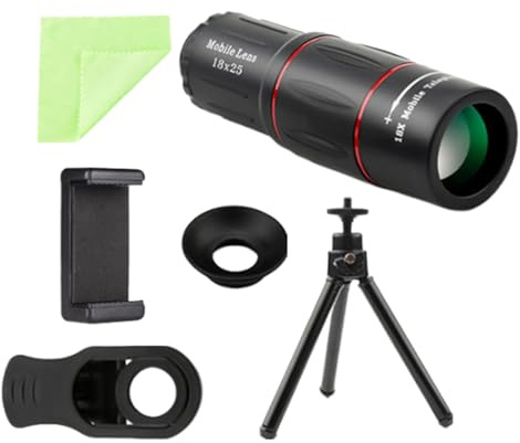 Lightweight Monocular Telescope for Smartphone - 18X25 High Definition Monocular with Tripod, Perfect for Bird Watching, Concerts, Hiking, Travel, Camping, Outdoor Adventure, Wildlife Viewing