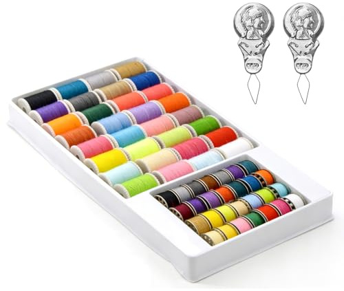60 Color Sewing Thread Set, Polyester Thread Kit, Multi-Color Bobbins for Sewing Machine, DIY Embroidery Thread for Hand & Machine Stitching, Gifts for Women Mom