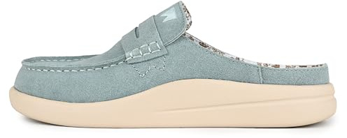 Kickback Frenchy Mocassini Slip‑On da Donna in Pelle Scamosciata – Design Leggero Tipo Mule con Suola Antiscivolo e Plantare Ortopedico Imbottito – Scarpe Estive Smart Casual - Moonstone Blue, EU 38