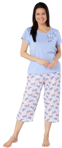 Suzy & Me Womens 100% Cotton Jersey Short Sleeved Cropped Leg Pyjamas