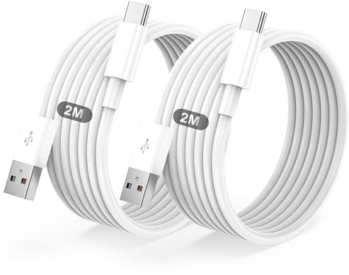 Cavo USB Type-C,Per Originale Cavetto USB A a USB C Cellulare Ricarica Rapida 2Pezzi 2M+2M,Per iPhone 17/16/15/Pro/Plus/Pro Max/Air,Per Samsung Galaxy S24/S23+/Ultra/S22/A53/A54/iPad Pro/Air/cavi