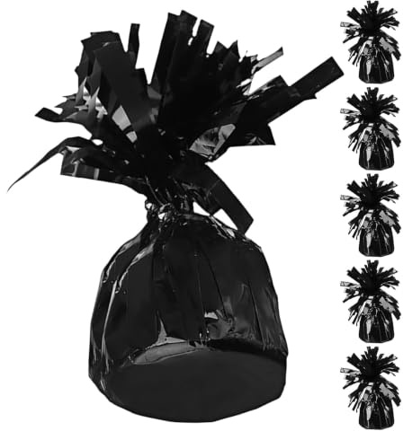 HEANUJJ 6 St Små Svarta Ballongvikter i Plast med Foliefransar för Heliumballonger för Borddekorationer vid Födelsedagar Bröllop och Utomhusevenemang