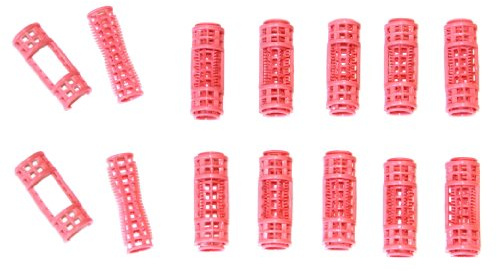 12pc Small Mini Tiny Snap On (Clip-On) Hair Rollers PINK