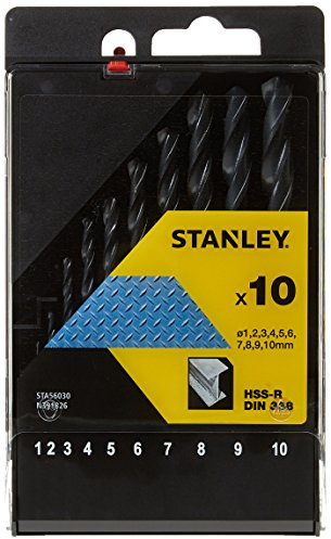 STANLEY STA56030-QZ 10 Piece High Speed Steel Metal Drill Bit Set, Includes 1mm, 2mm, 3mm, 4mm, 5mm, 6mm, 7mm, 8mm, 9mm, 10mm