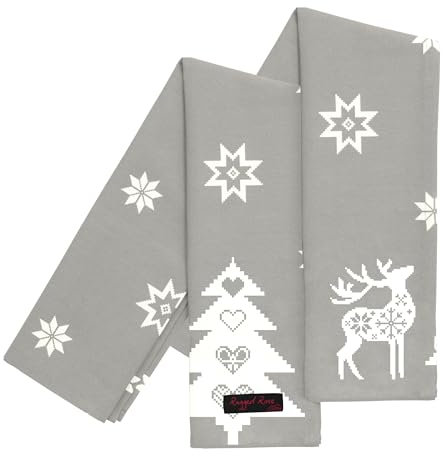 Ragged Rose Tracy Weihnachts-Geschirrtücher, Baumwolle, Silbergrau, 70 x 50 cms, 2