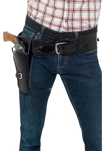 Smiffys Erwachsener Kunstleder Einzelholster mit Gürtel, Schwarz Halloween