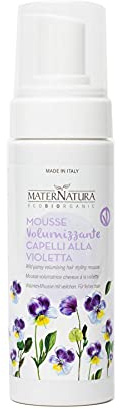 Maternatura Mousse Volymgivande violett hår, utan sköljning för fint hår - certifierad ekologisk - tillverkad i Italien - 150 ml