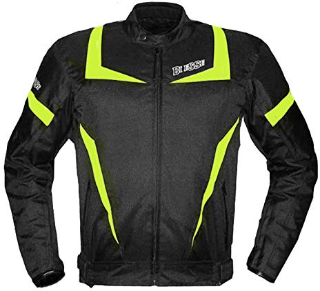 BI ESSE - Giacca giubbotto da moto in cordura, nero/fluo, per Uomo, Tessuto impermeabile, Fodera termica Protezioni Certificate CE rimovibili, giubbino 4 stagioni, giacca tecnica scooter, taglia M