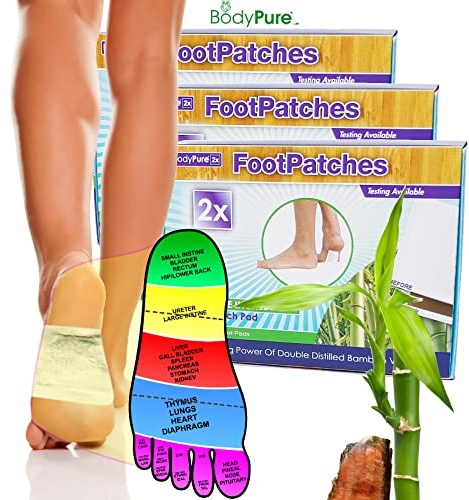 BodyPure2x Deep Cleansing Foot Patch| Herbal Reflexology Foot Pads(3 Pack / 30-Day Supply & Free Test)| Bamboo Takesumi Foot Patches | Sleep Deeper | Made in The USA | $5 3-Pack Savings