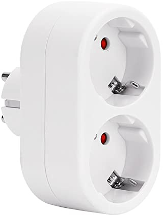 Aigostar Adaptateur Prise Européenne avec 2 Prises, Ladron Double Prise Frontale avec Prise de Terre, 16 A, 250 V, Blanc