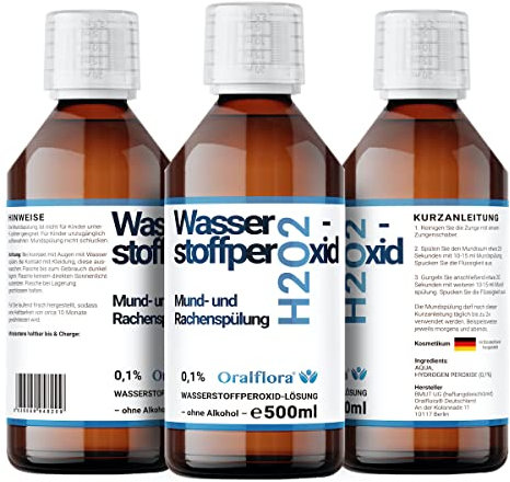 1 x 500ml Mundspülung H2O2 Wasserstoffperoxid 0,1% – ohne Alkohol
