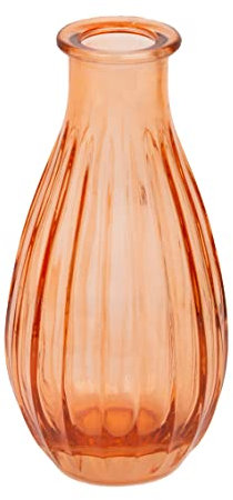 Talking Tables Orange Glas Bud Vase für Blumen | Kleine gerippte schmale Flaschen für Herbst Home Decor, Arrangements, Hochzeit Tafelaufsätze für Tischdekorationen, Fensterbank, Einheitsgröße