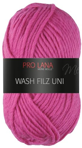 Frida's Wollhaus Pro Lana 50 g Wash Filz uni Filzwolle Stricken Häkeln Garn flauschig 26 Farben (141 | Fuchsia)