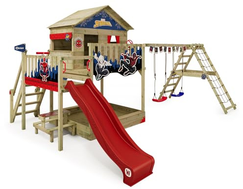 MARVEL's Spider-Man Saga play tower by Wickey - climbing frame, climbing tower, garden play equipment for children - outdoor wooden garden playground with sandpit