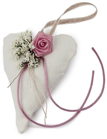 Mopec AA19 Kissen mit Herzen, 6 Stück, verziert mit Blumen, Malve, 8,5 x 12,5 x 3,5 cm, Mehrfarbig, normal