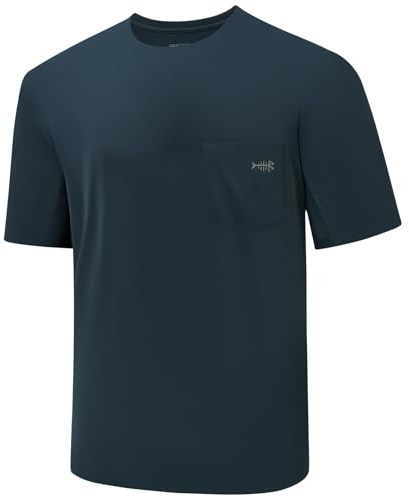 Bassdash Hombres UPF 50+ Rendimiento de Manga Corta Bolsillo Camiseta UV Protección Solar Pesca Senderismo Kayak Deportes Camisas