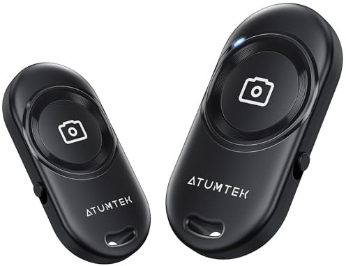 ATUMTEK Bluetooth Camera Remote (2 Pack), Bluetooth 5.2 Remote Shutter with Stable Connection Compatible for iPhone & Android Smartphones and Tablets, Ideal for Selfies & Group Photos