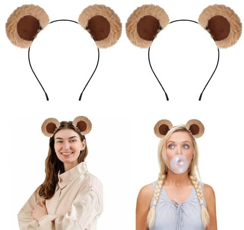 Tyqour 2 Stück Bär Ohren Haarreif Bärenohren Haarreifen Stirnband Bären Ohren Haarband Eichhörnchen Ostern Party Kopfbedeckung Bequeme Haarreifen Zubehör für Erwachsene Dekoration Cosplay Party