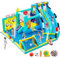 SportBob Hüpfburg für Kinder Outdoor Indoor, Aufblasbare Bounce House Hüpfburg XXL mit Gebläse, Trocken-/Wasserrutsche, Springen, Planschbecken, Kletterwand, Wasserspray, 470×400×220cm