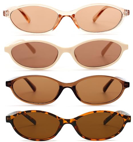 4Pack Vintage Small Oval Sunglasses Womens Retro Cat eye women's sunglasses