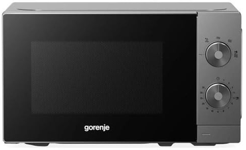 Gorenje MO20E1T4 Mikrowelle, 20L, 700 W, AquaClean, Auftaufunktion, 5 Leistungsstufen, Mechanische Drehknopf-Steuerung, schwarz mit grau