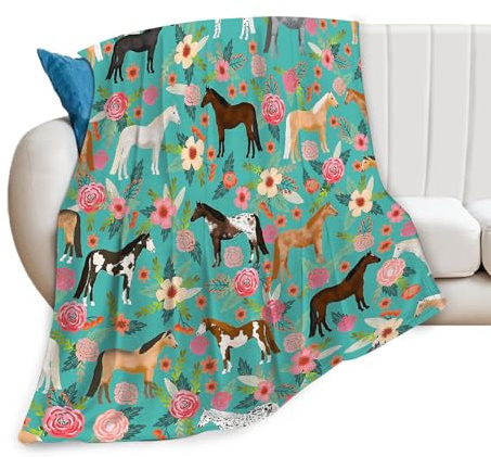 Tijuboni Horse Throw Blanket Horse Gifts for Girls Boys Women Men Kids Adults Soft Flannel Fleece Blanket for Couch Sofa Bed Home Decor 40x50