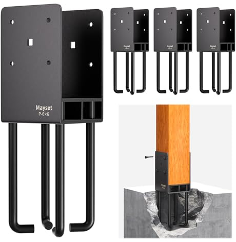 6x6 Concrete Post Anchor, Heavy Duty Stainless Steels Concrete Fence Post Holder with Air Flow Channe Post Base Bracket for Fence, Deck Railing,Pergola, 4Pack [Patent Pending]