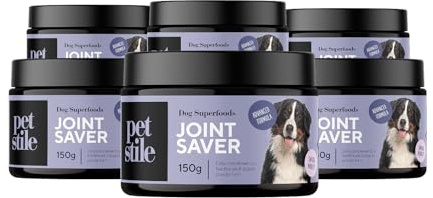Petstile Joint Saver®: collagene idrolizzato, glucosamina, Artiglio del Diavolo, cozza Verde & Rosa Canina – sostiene Anche e articolazioni, Mobilità e ha Effetto antinfiammatorio Naturale (6X 150 g)