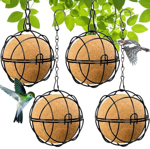 4 Piezas Soportes para Bolas De Masa para Pájaros Comedero para Pájaros De Bola Comedero Pájaros Bolas De Grasa Colgantes con Ganchos Comedero Bo Las Grasa para Patio Al Aire Libre Jardín Patio