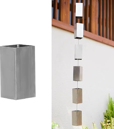 Regnkedja Fyrkantig Dekoration Regnfångarkedja För Regnrännor/Stuprör, Trädgårdsavledande Vattenkedja, Slitstarka Regnavloppskedjor I Metall,4 m (13ft)