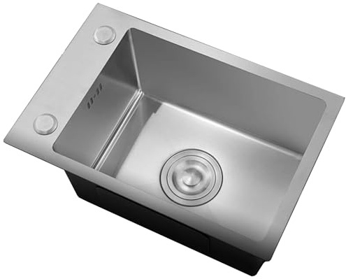 Mini lavello compatto in acciaio inox 304 per cucina e camper, lavello salvaspazio a vasca singola con finitura argentata (45 x 30 x 20 cm) – ed elegante lavabo da appoggio