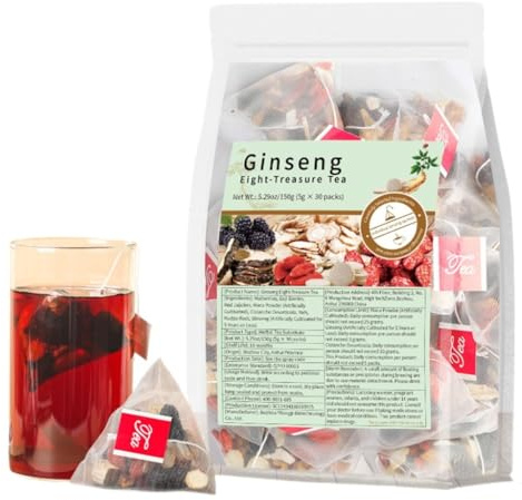 Té De Ocho Tesoros 150g / 5,29oz | Té De Hierbas | Mezcla De 8 Ingredientes, Sin Cafeína | Bolsitas De Té Piramidales (5g X 30)