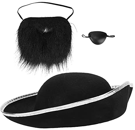 AKLOSIPY Kostymset för Halloween - Silverhatt, Falsk Mustasch med